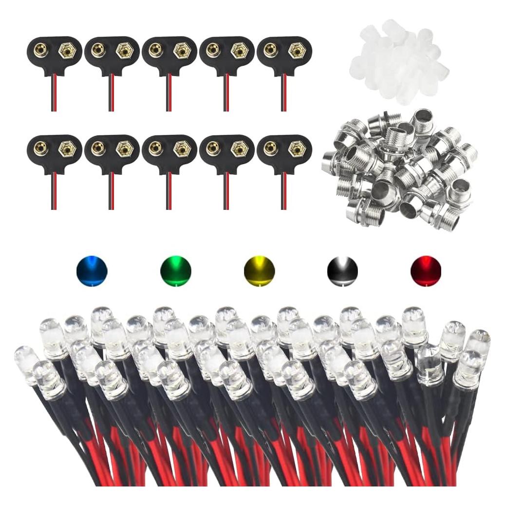 XINGYHENG 70 Pcs Diodos LED 5mm Pre Cableados 12V Mezcla Colores