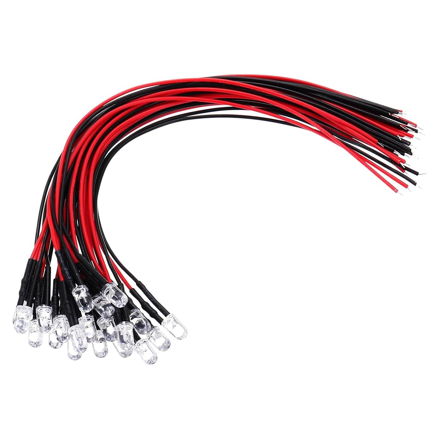 Diodos LED Azul PATIKIL 5mm Pre Cableados 20 Pcs 4.5-6V