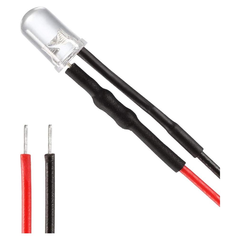 30 LEDs Pre Cableados 5mm uxcell - Rojo, Azul, Naranja, Verde, Blanco, Rosa