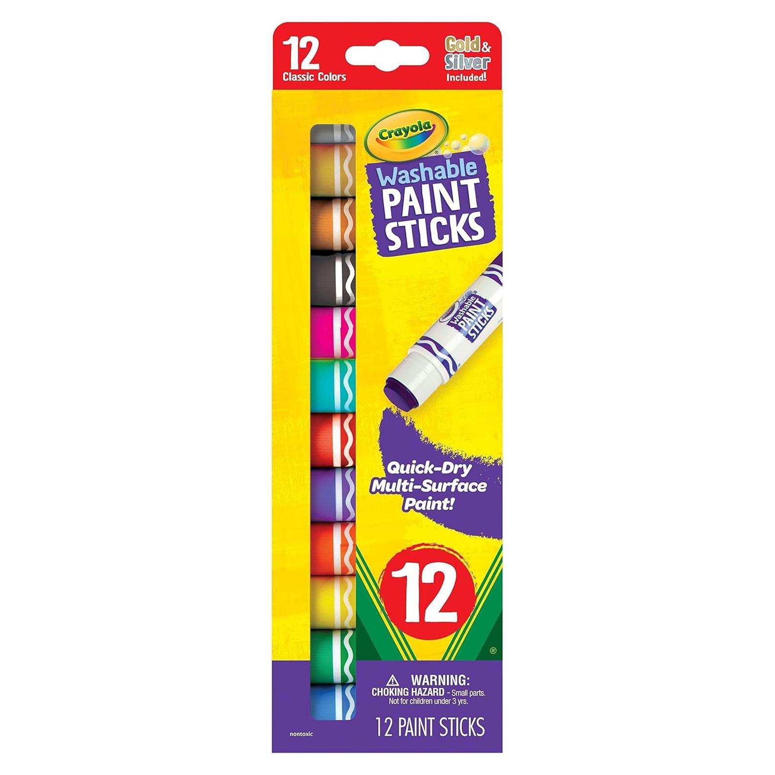 Crayola Palitos de Pintura Lavables 12 Colores Secado Rápido