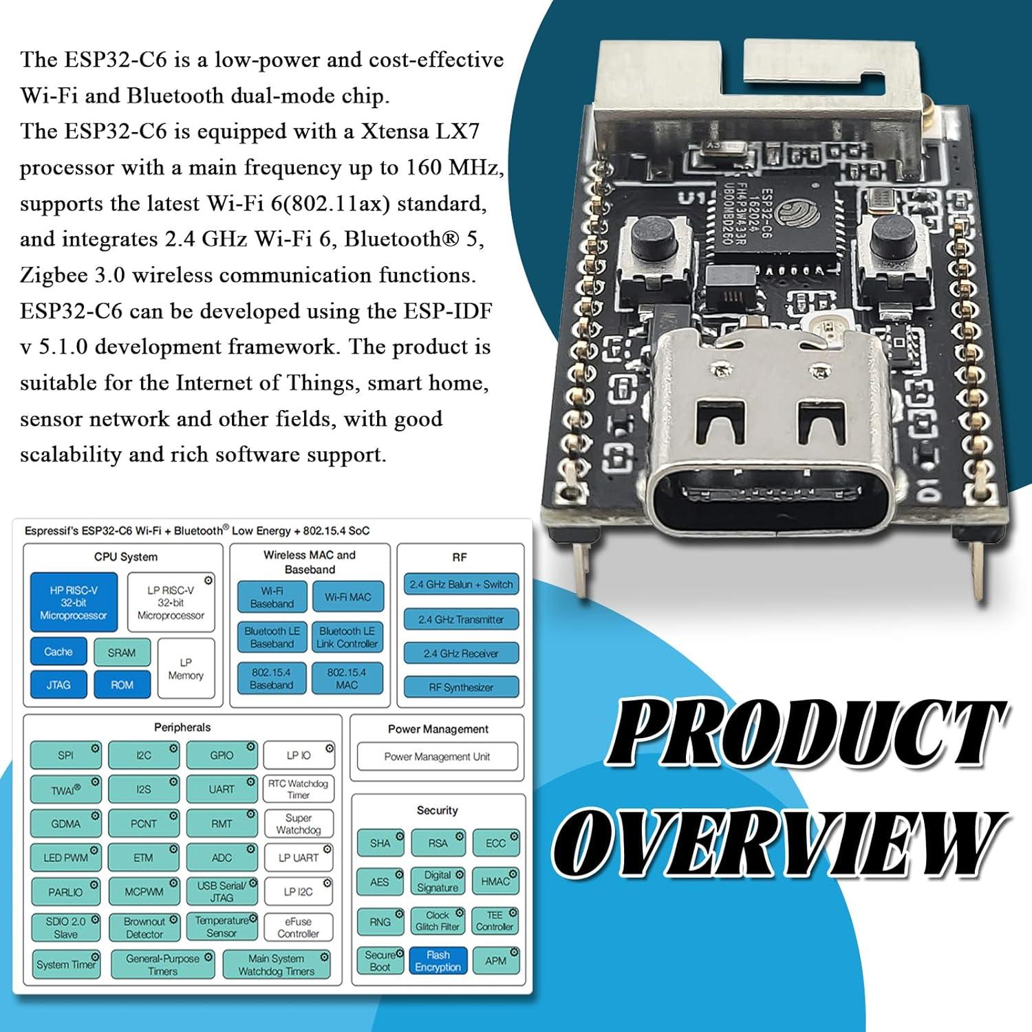 Placa de Desarrollo ESP32 C6 SANXIXING 4MB Flash Bluetooth