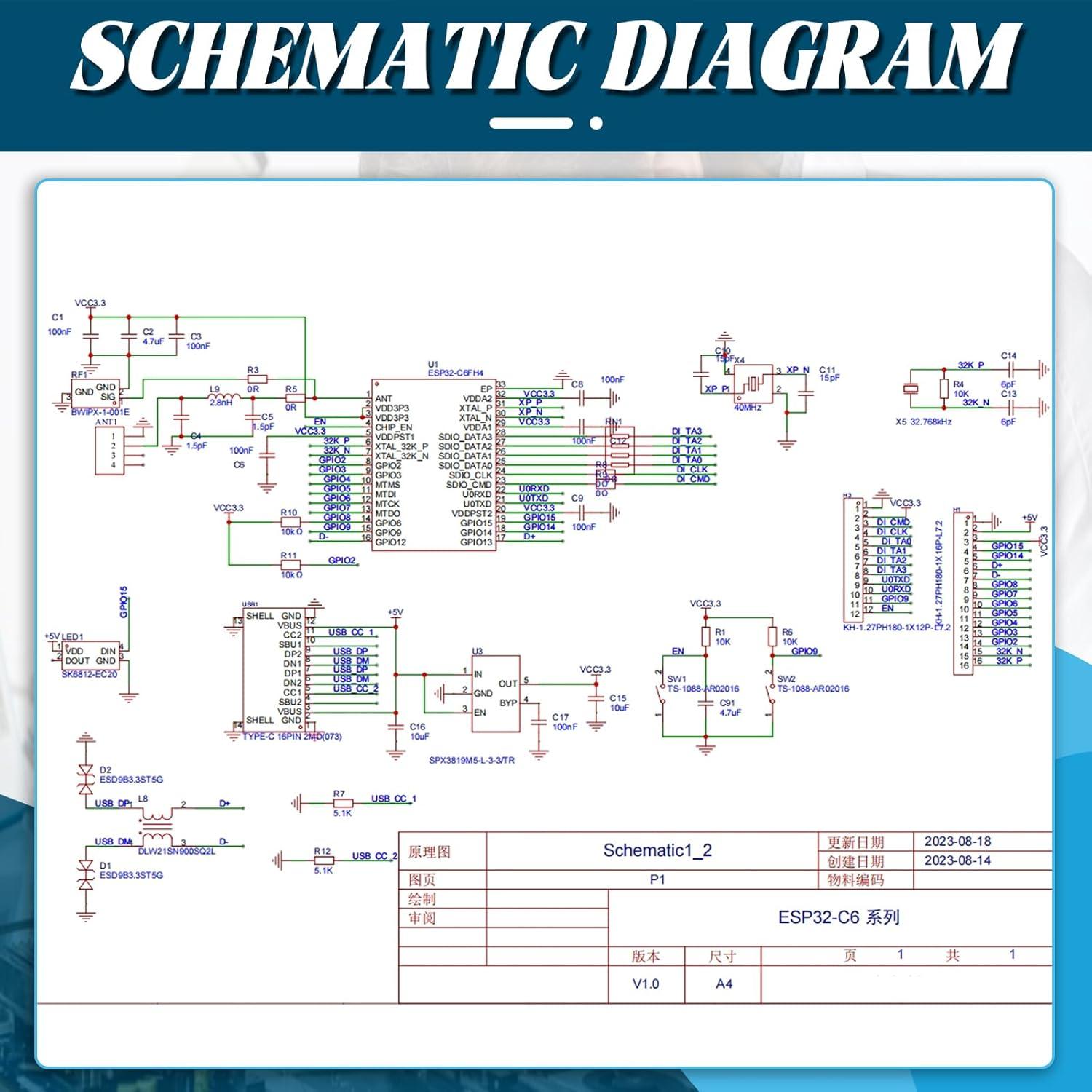 Placa de Desarrollo ESP32 C6 SANXIXING 4MB Flash Bluetooth
