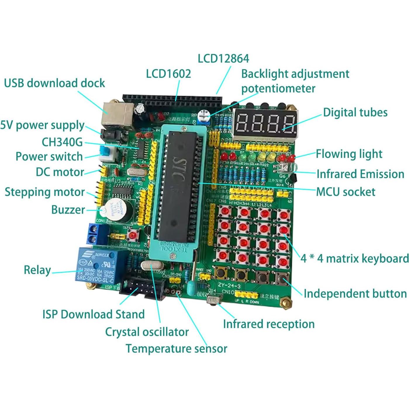 Kit de Inicio Básico HUAGZIMO 51/52 Placa de Demostración MCU