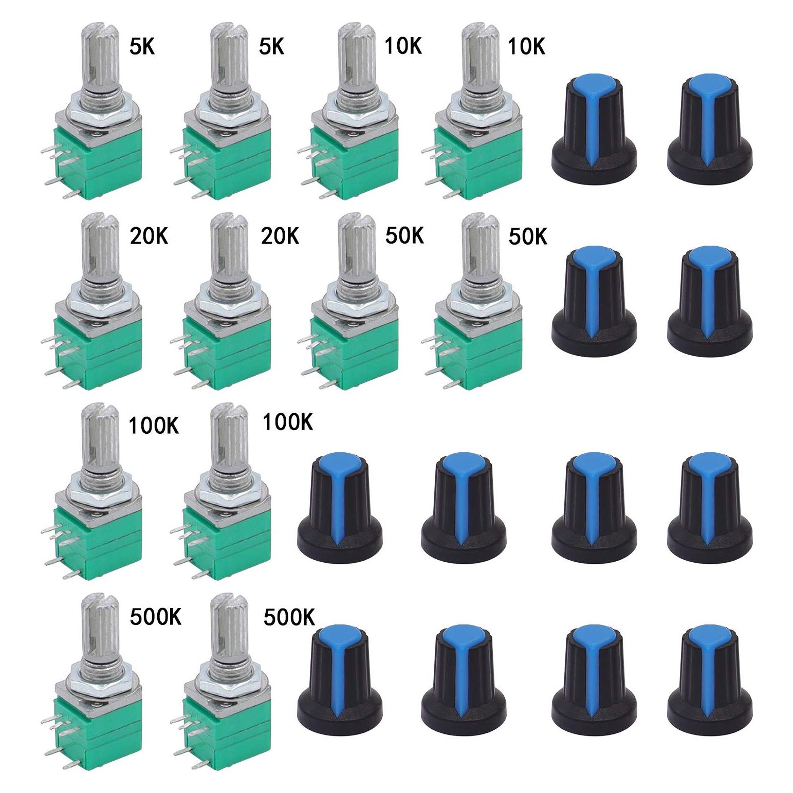Potenciómetros Rotativos Lineales TWTADE 5k-500k 12 Pcs