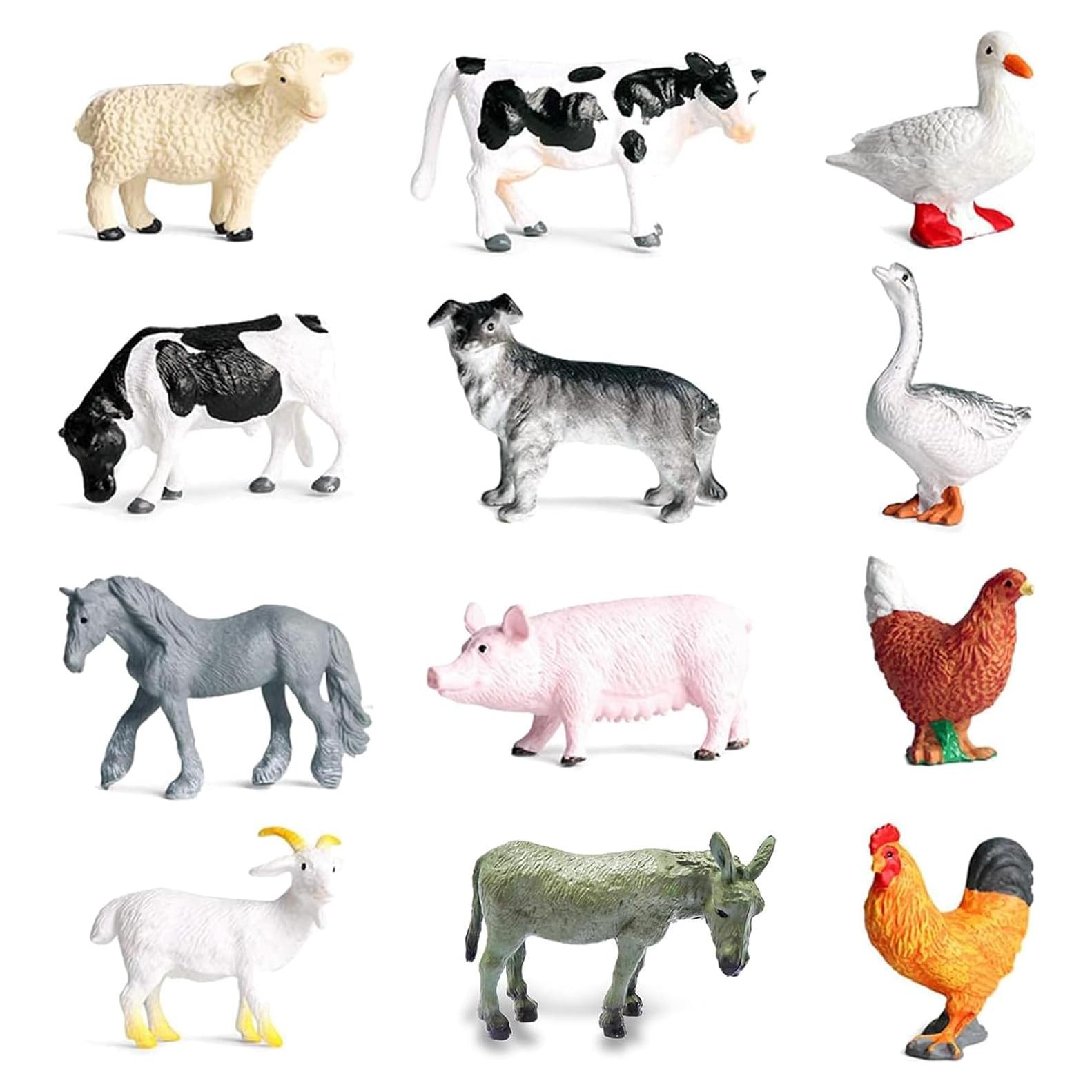 RUSON Set 12 Figuras de Animales de Granja Realistas