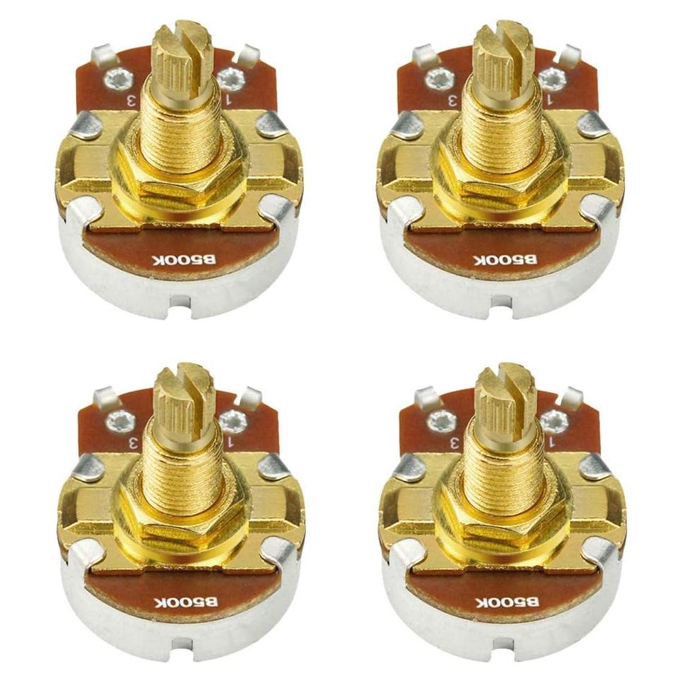 Potenciómetros de Guitarra FLEOR B500K 4pcs Eje 18mm Dorado
