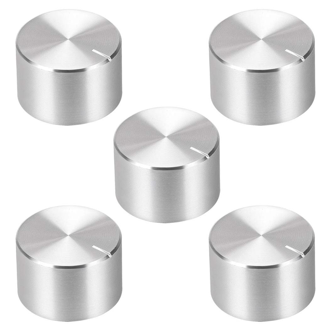 Perilla de Potenciómetro uxcell 20mmx13mm Plateada Aluminio 5 Pcs