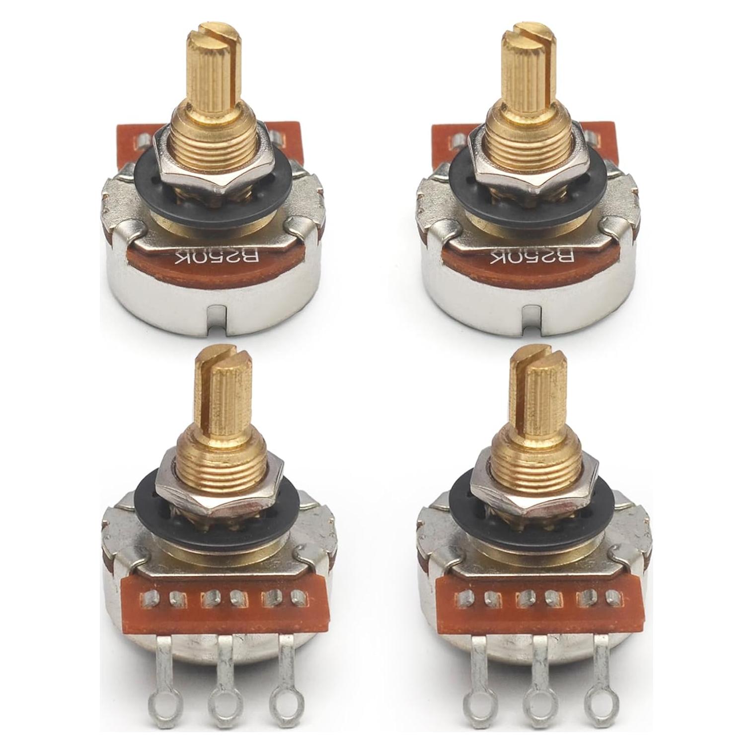 Potenciómetros B250K SAPHUE para Guitarras y Bajos - 4 Piezas