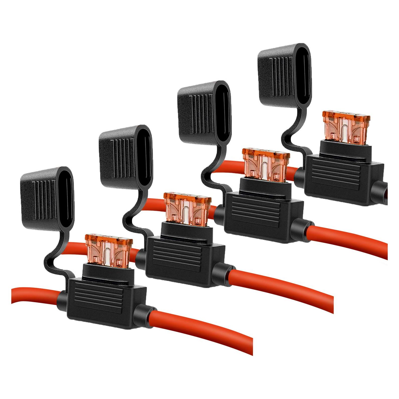 Soporte de Fusible en Línea Qizpcer 10 AWG con 4 Fusibles 40A