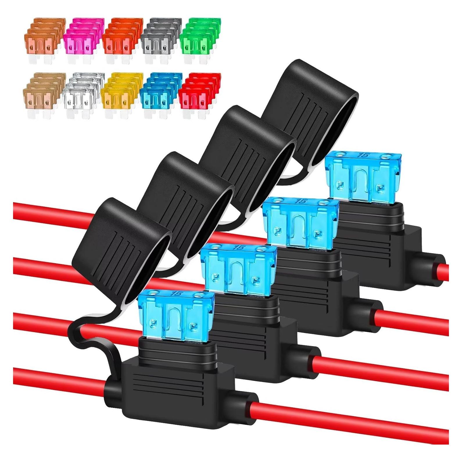 Soporte de Fusible Inline 12AWG Anyongora - 4 Paquetes con 40 Fusibles