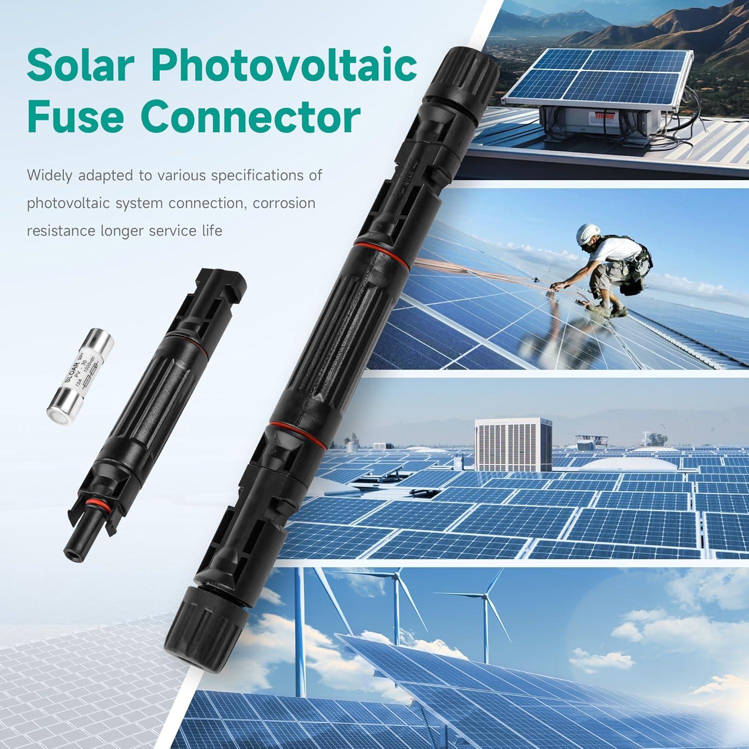 Fusible Solar 15A 1000V IGOYE IP67 Paquete de 2 Conectores