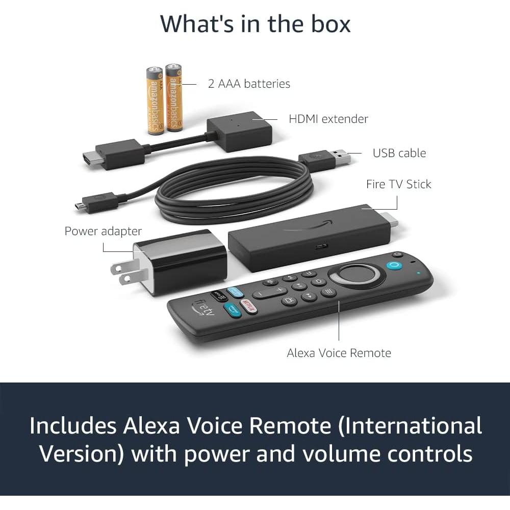 Fire TV Stick (International Version), HD streaming device, Alexa Voice Remote