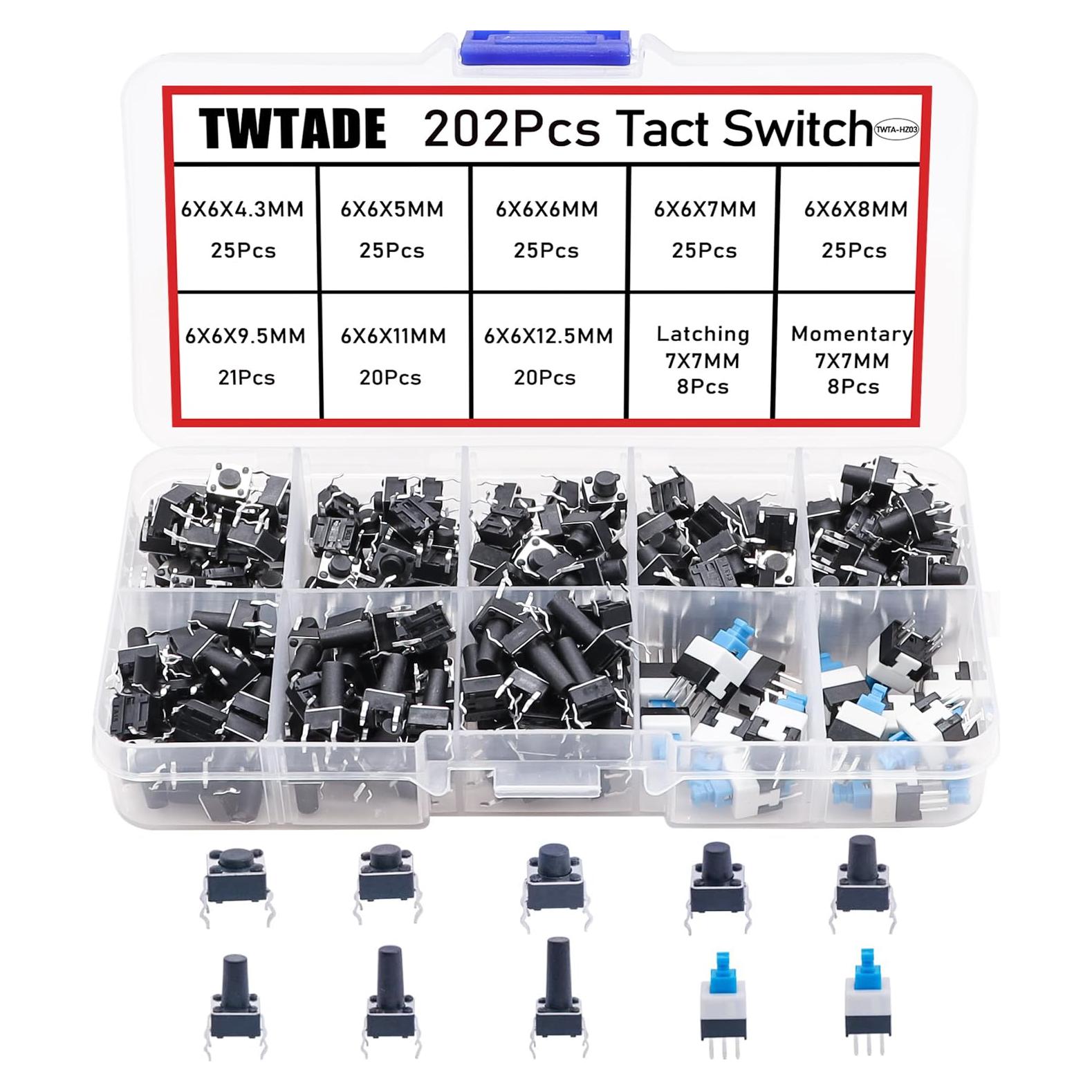 Kit de Interruptores Táctiles Momentáneos 202Pcs TWTADE
