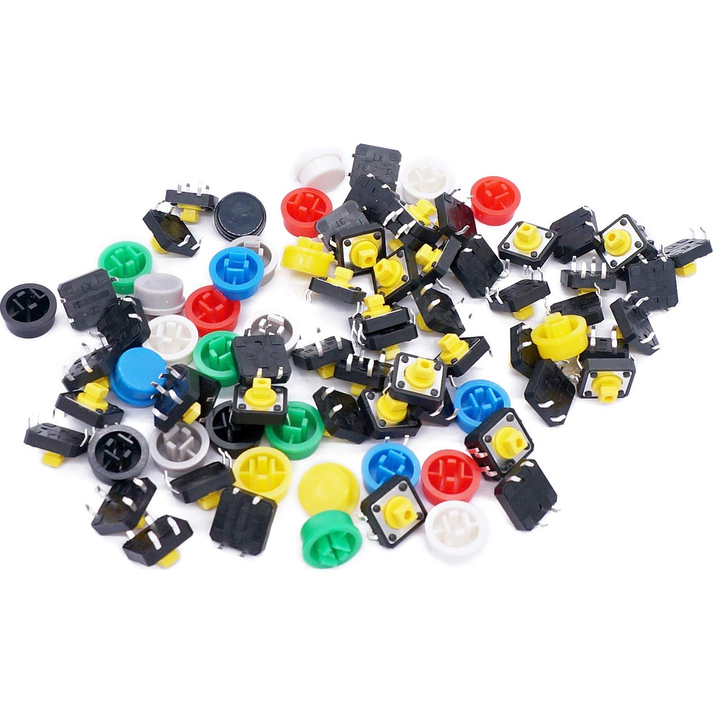 Interruptor Táctil Momentáneo TWTADE 70pcs Multicolor 12x12mm