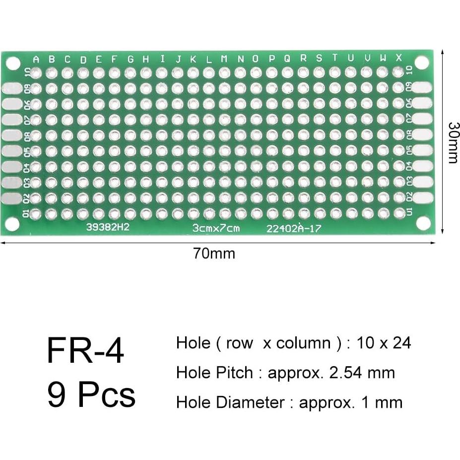 Placa PCB Doble Cara 9pcs 3x7cm uxcell para Proyectos Electrónicos