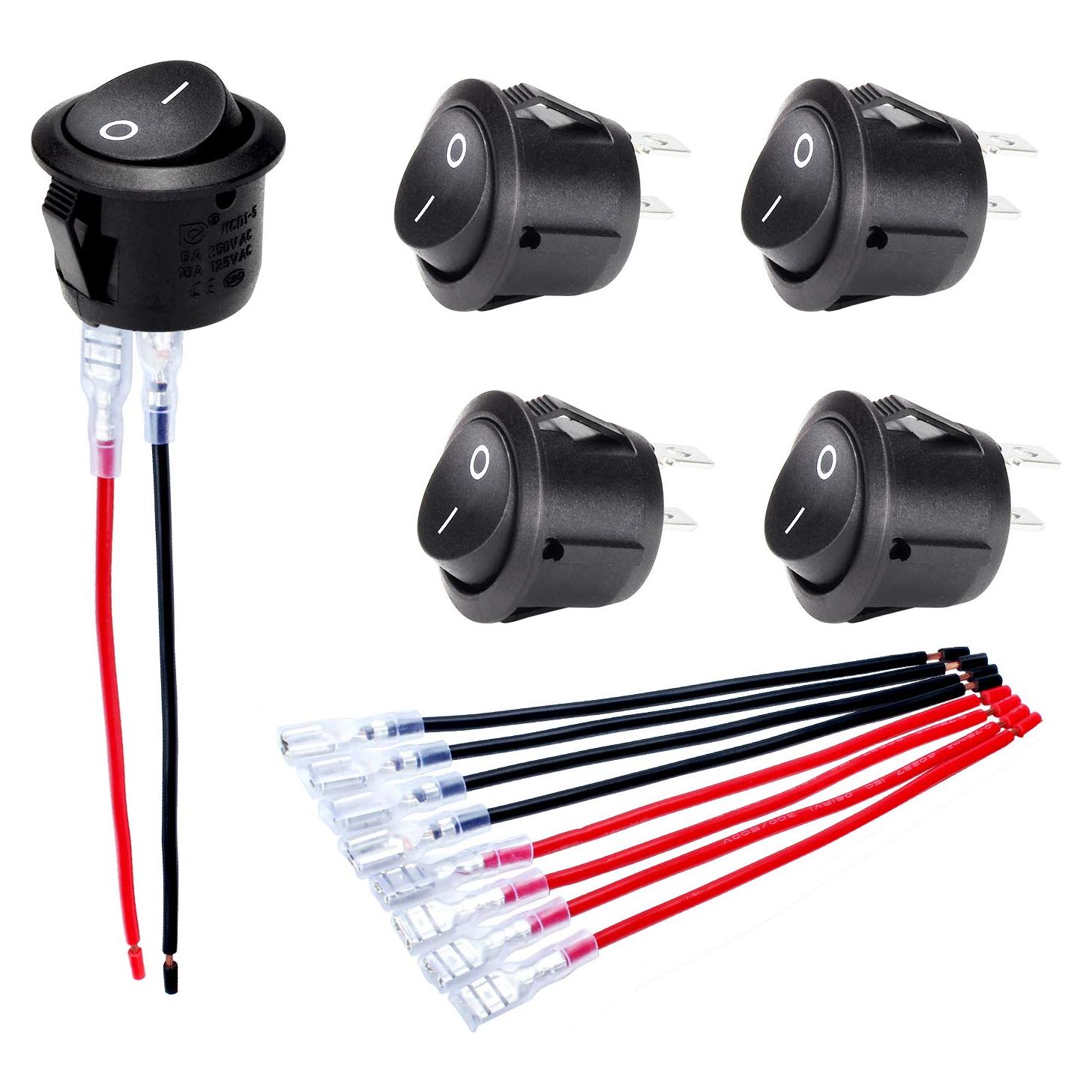 Interruptor de Palanca Redondo DaierTek KCD1 12V 5 Piezas