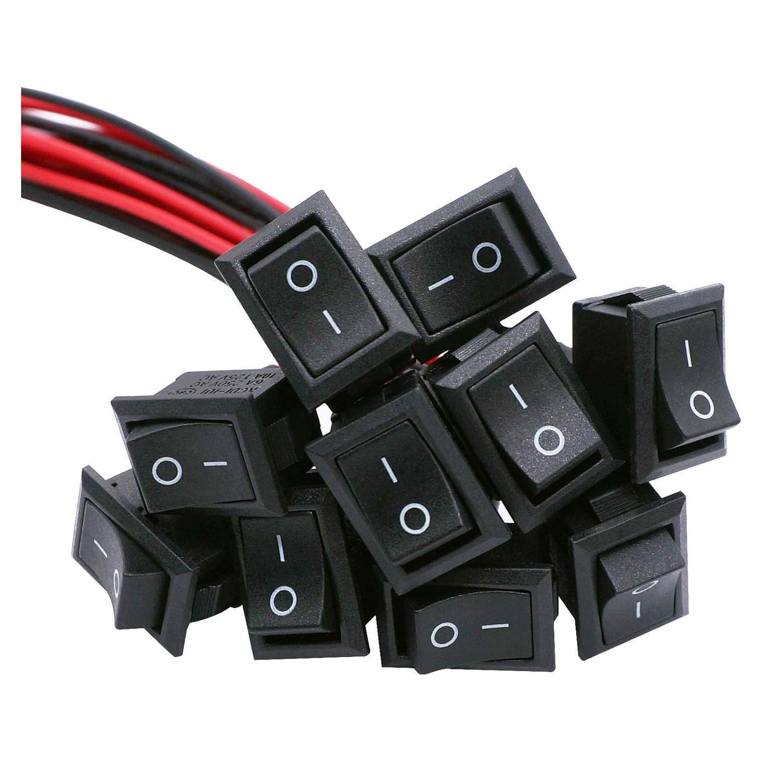 Interruptor Rocker ON/OFF 10Pcs TWTADE KCD1 2Pin Negro