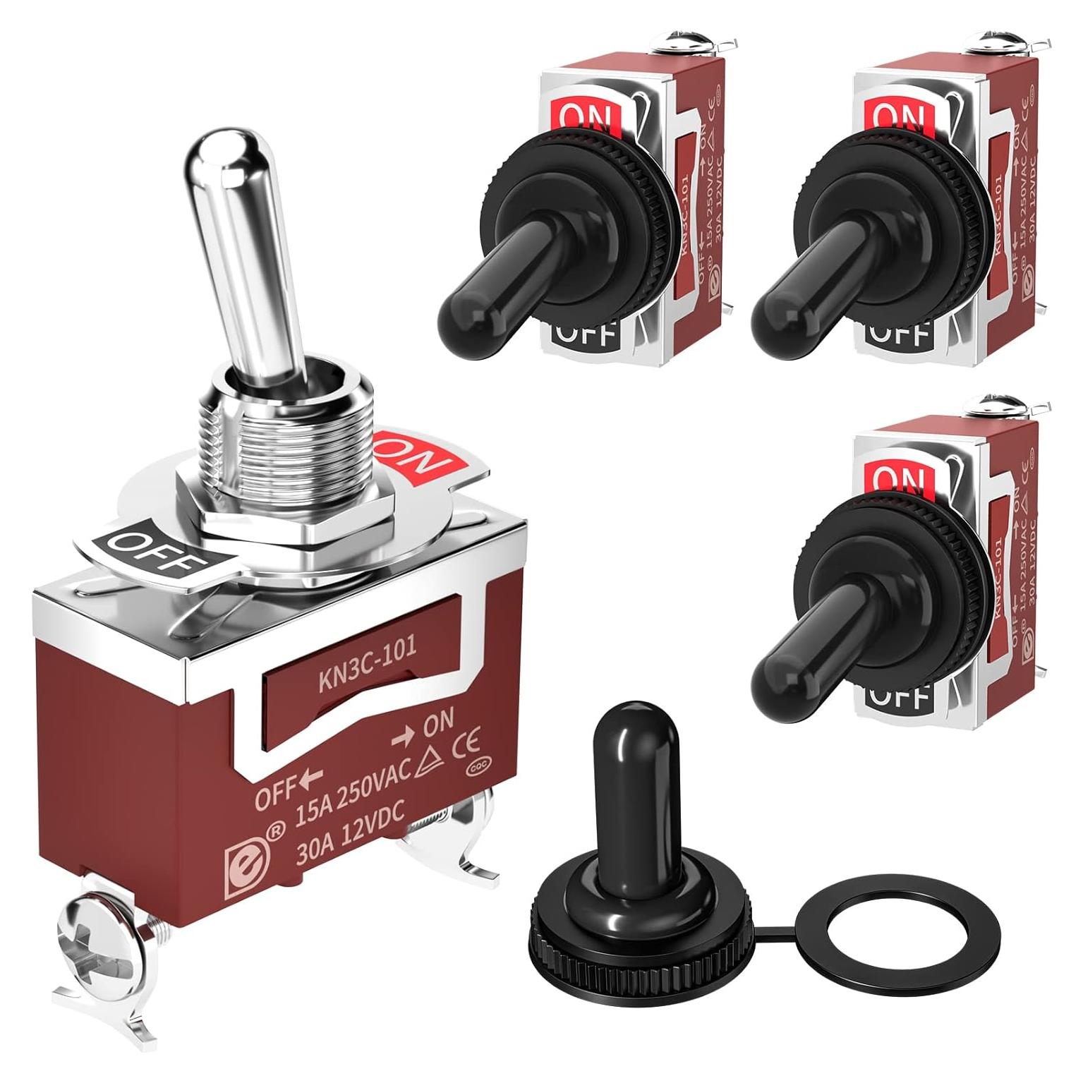 Interruptor de Palanca Joinfworld 12V SPST A Prueba de Agua - 4 Piezas