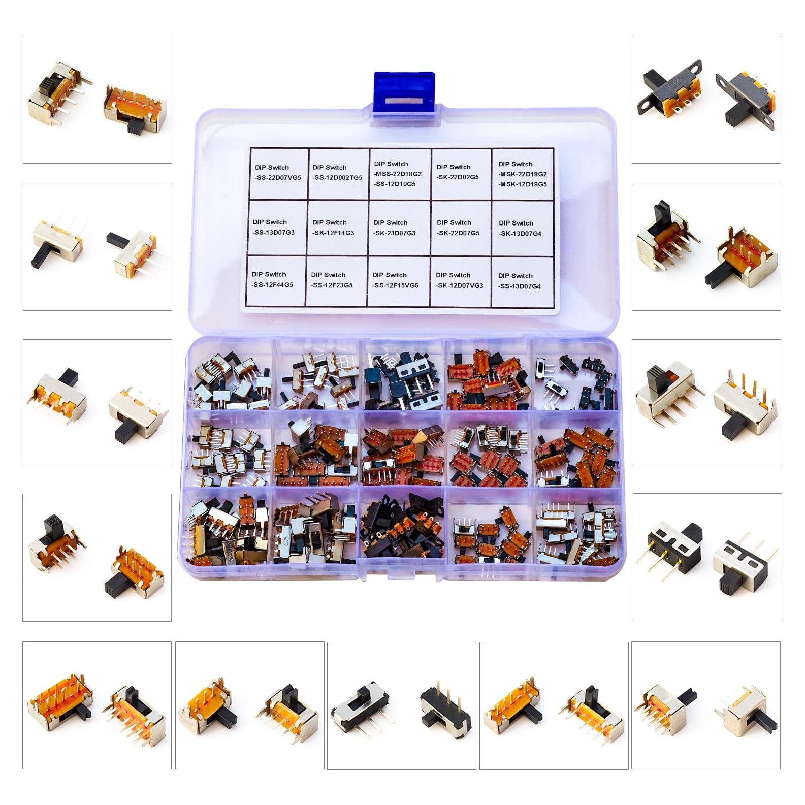 Kit de Interruptores Deslizantes Mini Micro JTSINERU 17 Tipos