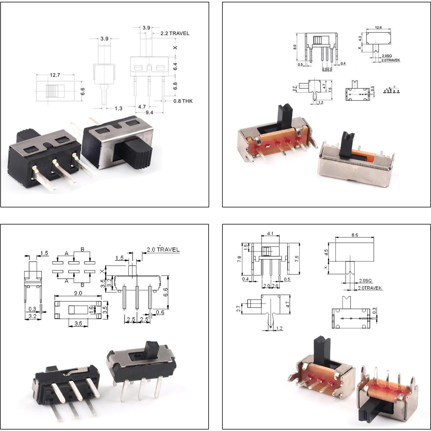Kit de Interruptores Deslizantes Mini Micro JTSINERU 17 Tipos