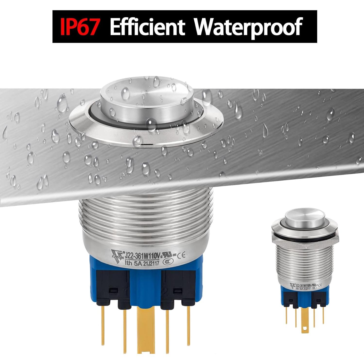 Interruptor Momentáneo 22mm ZJWZJH Acero Inoxidable 12V Rojo