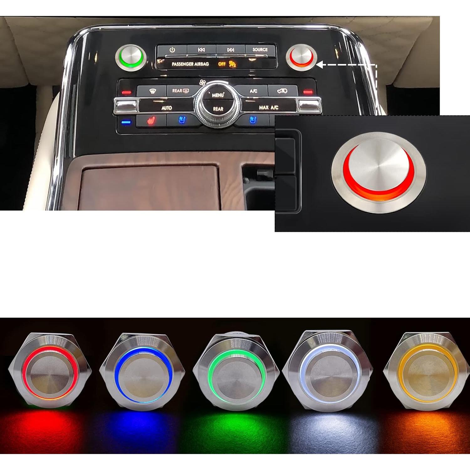 Interruptor Momentáneo 22mm ZJWZJH Acero Inoxidable 12V Rojo