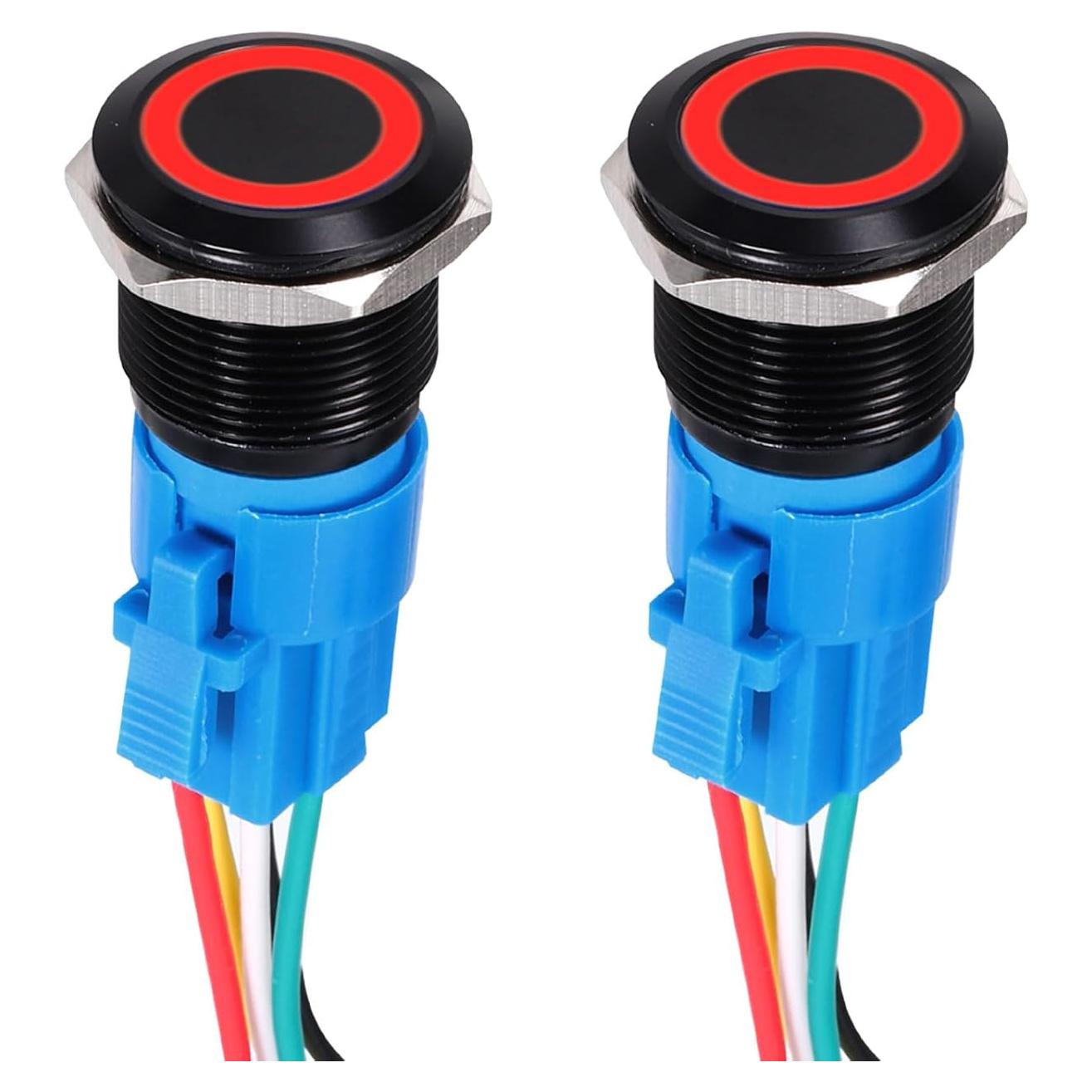 Interruptor de Botón Pulsador DMiotech 19mm Aluminio 2 Pack