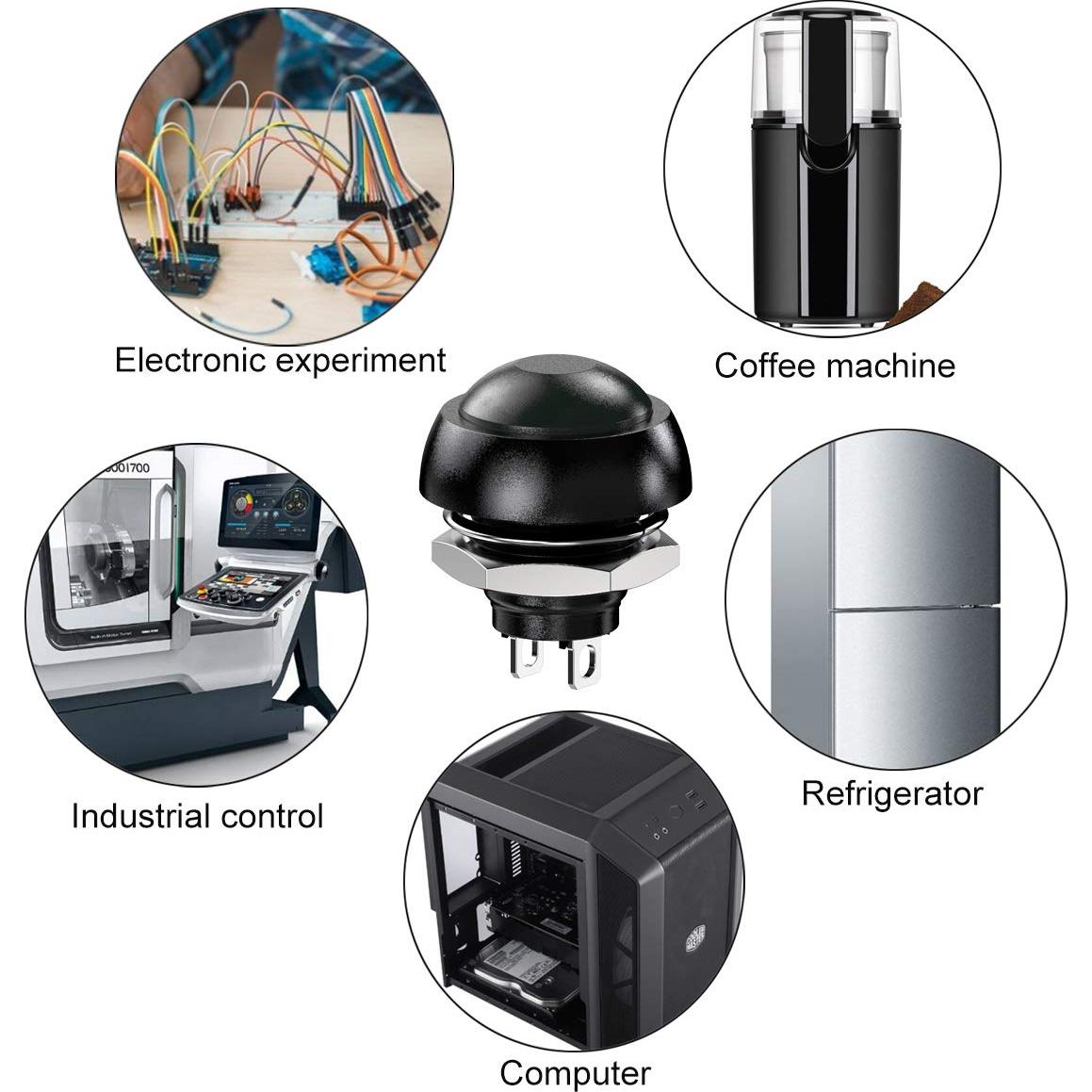 Interruptor Momentáneo Impermeable DIYhz 12MM 14PCS Rojo Negro