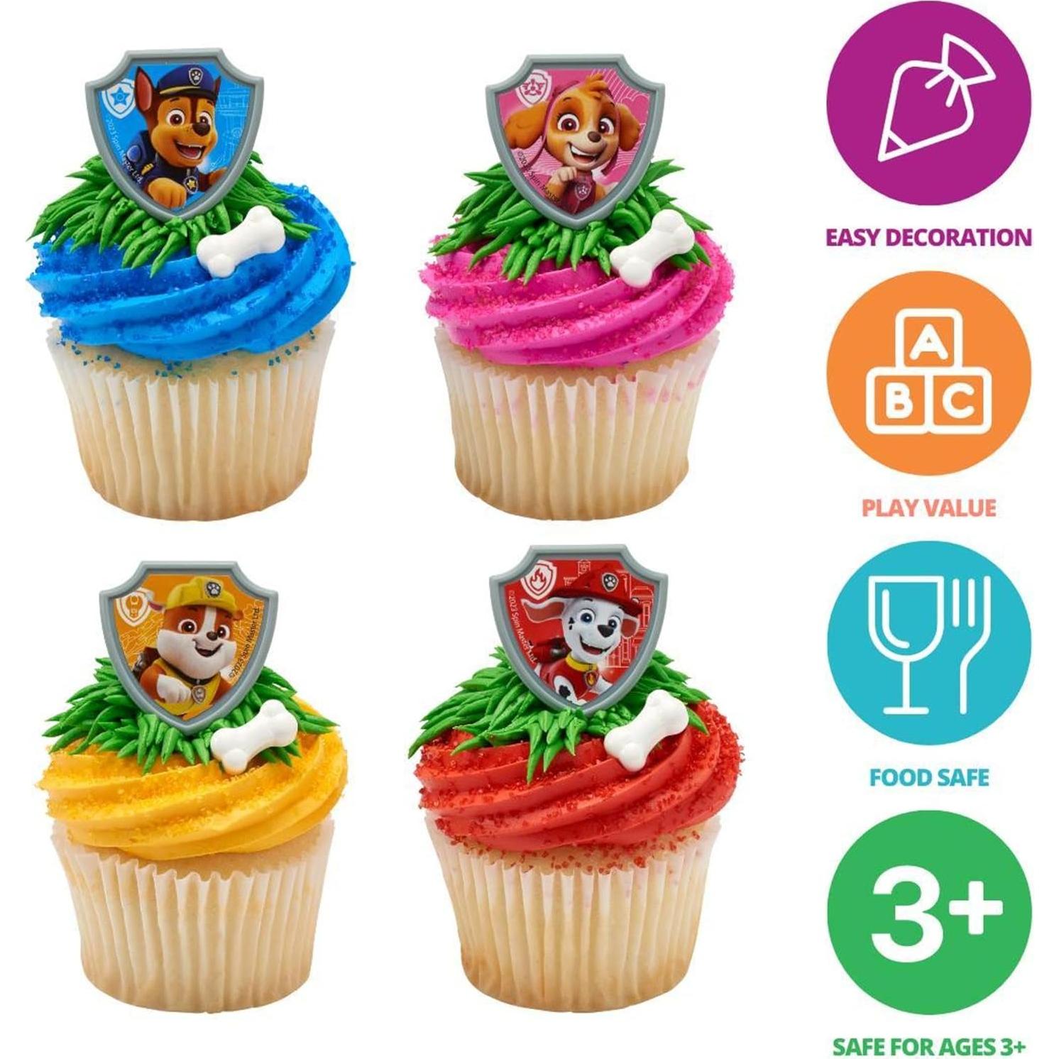 Anillos Decorativos Paw Patrol DecoPac - 24 para Cupcakes