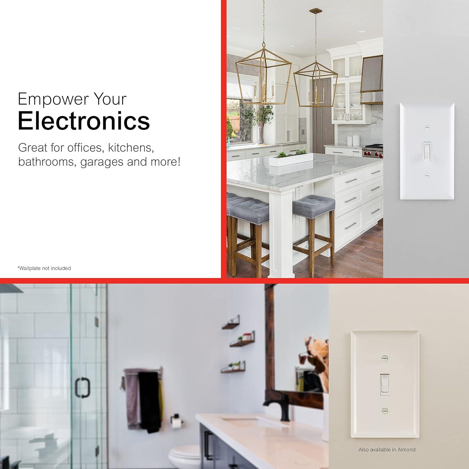 Interruptor de Palanca GE 15A Conexión a Tierra Blanco