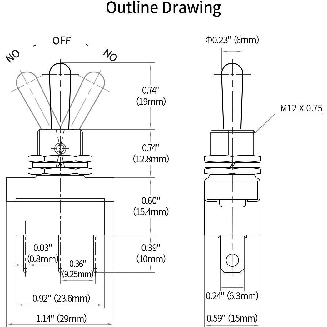 Interruptor de Palanca Baomain SPDT 12V 25A 3 Posiciones