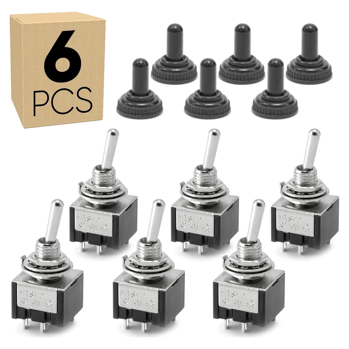 Paquete de 6 Interruptores de Palanca MTS-201 UL 6A Impermeables