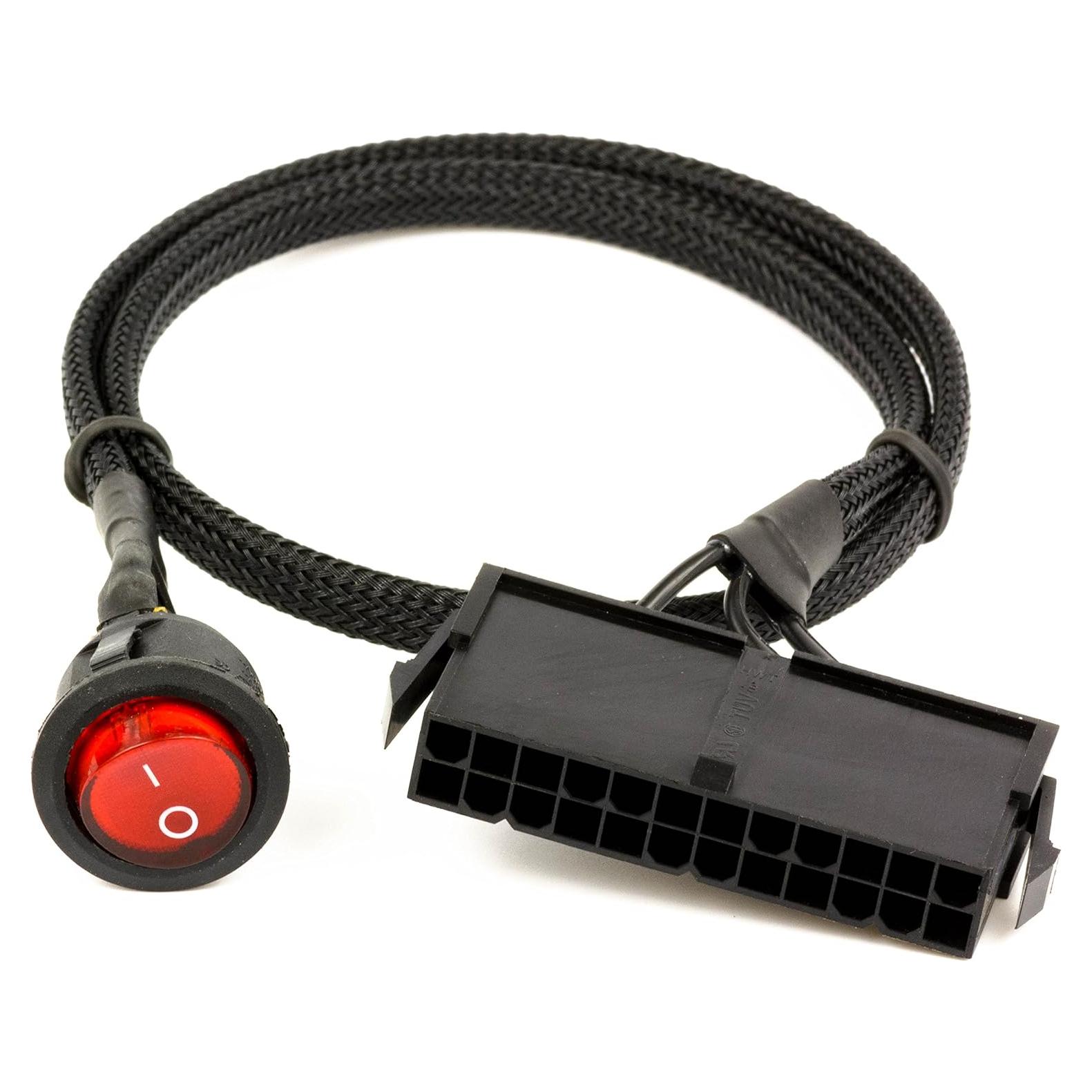Cable de Salto ATX 24 Pines CRJ con Interruptor LED Rojo 60cm