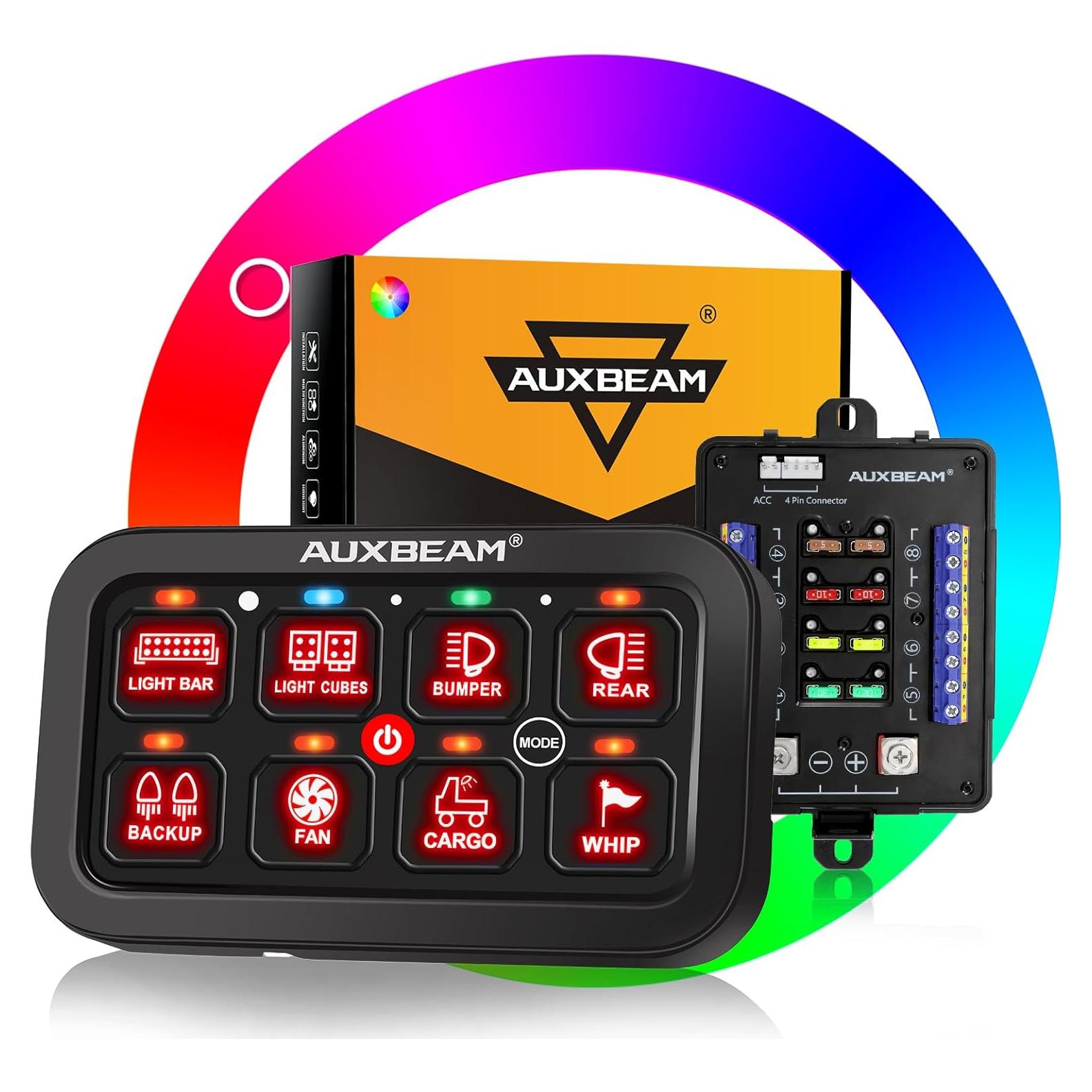Panel de Interruptores Auxbeam RB80 RGB 8 Gang 60A Impermeable