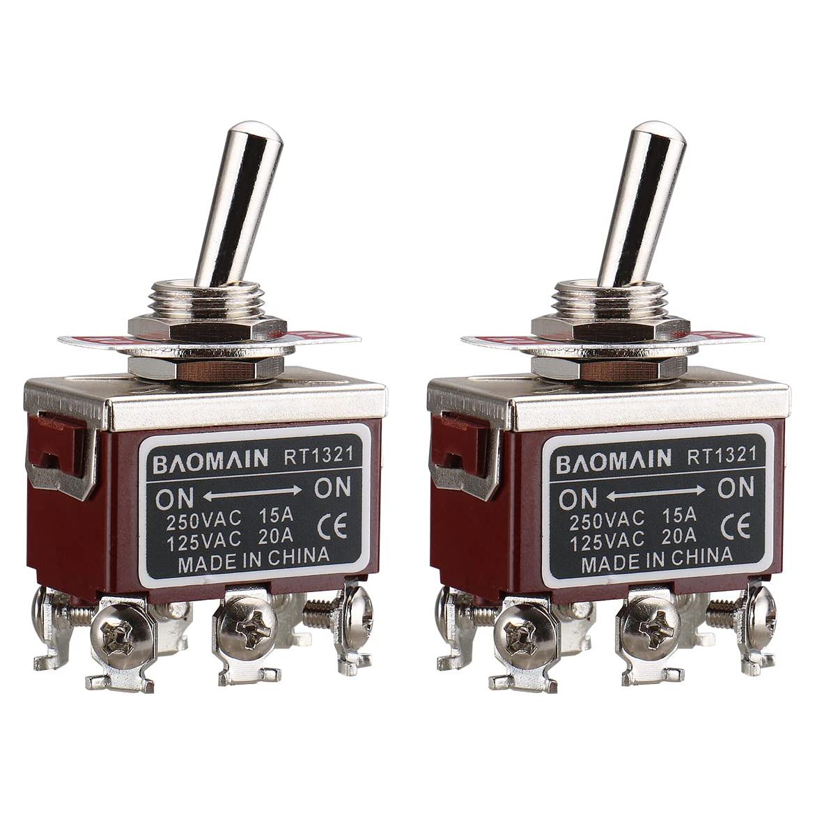 Interruptor Basculante DPDT 250VAC 15A 125VAC 20A 12mm 2PCS