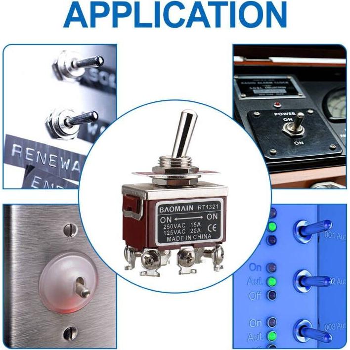 Interruptor Basculante DPDT 250VAC 15A 125VAC 20A 12mm 2PCS