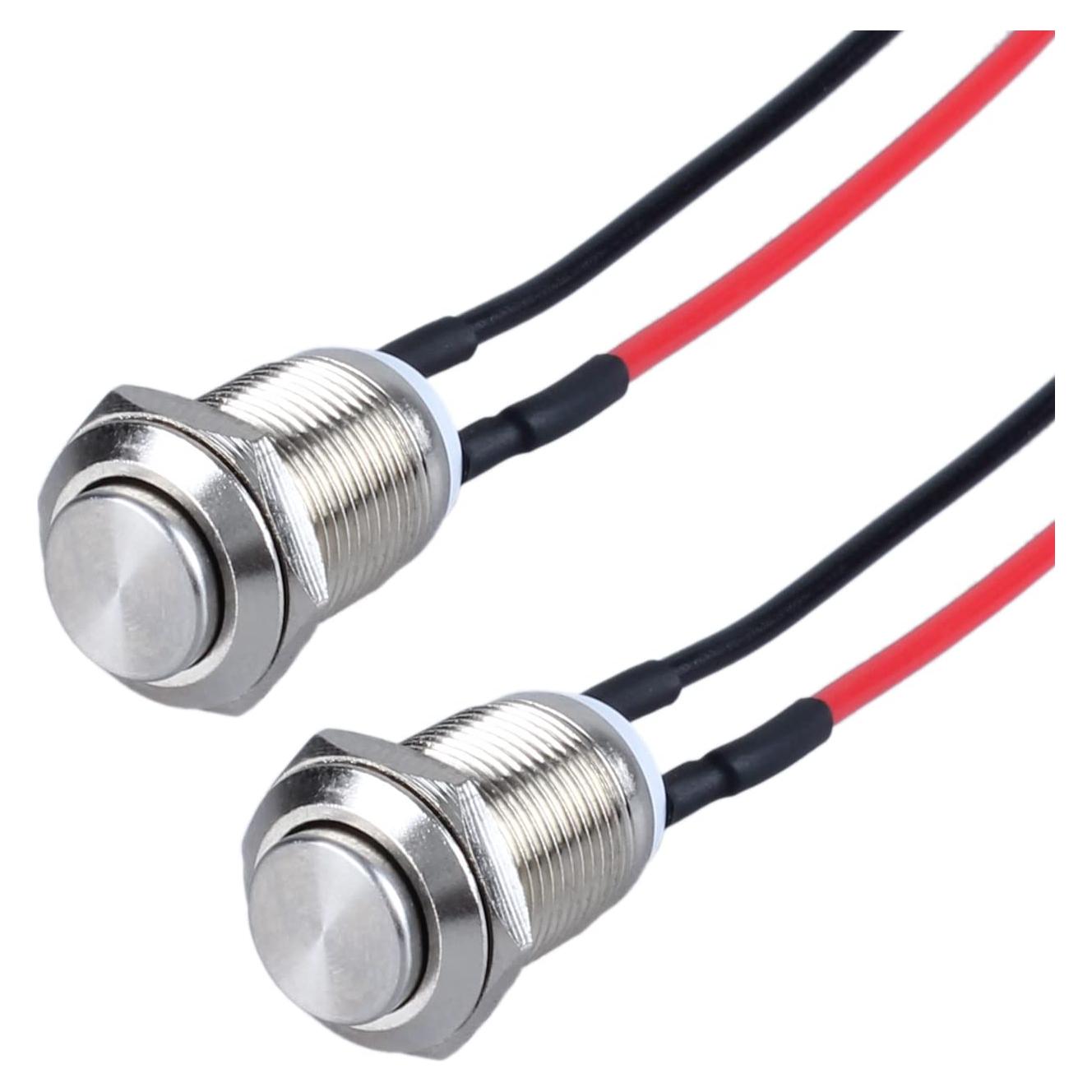 Paquete de 2 Interruptores Momentáneos DMWD 12mm IP66