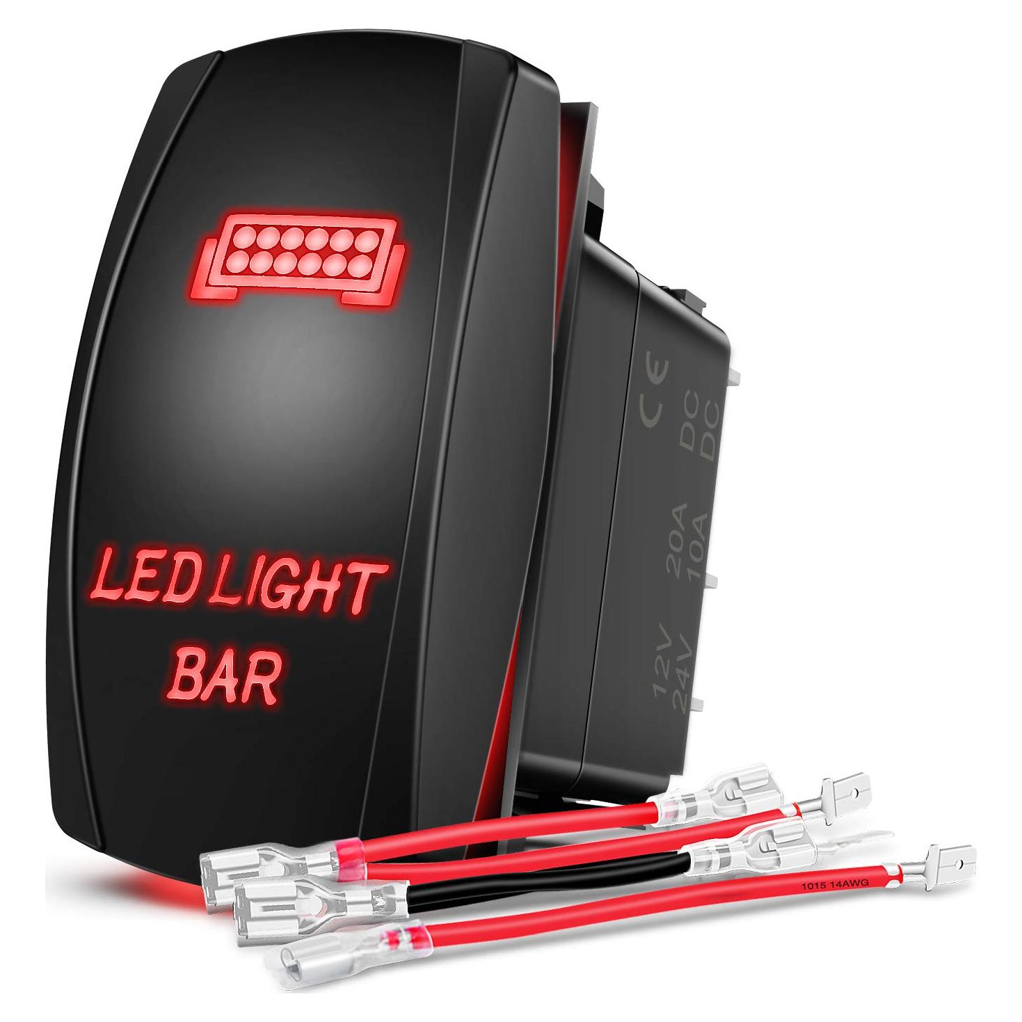 Interruptor de Palanca LED Nilight 90001R Rojo 5 Pines 20A 12V