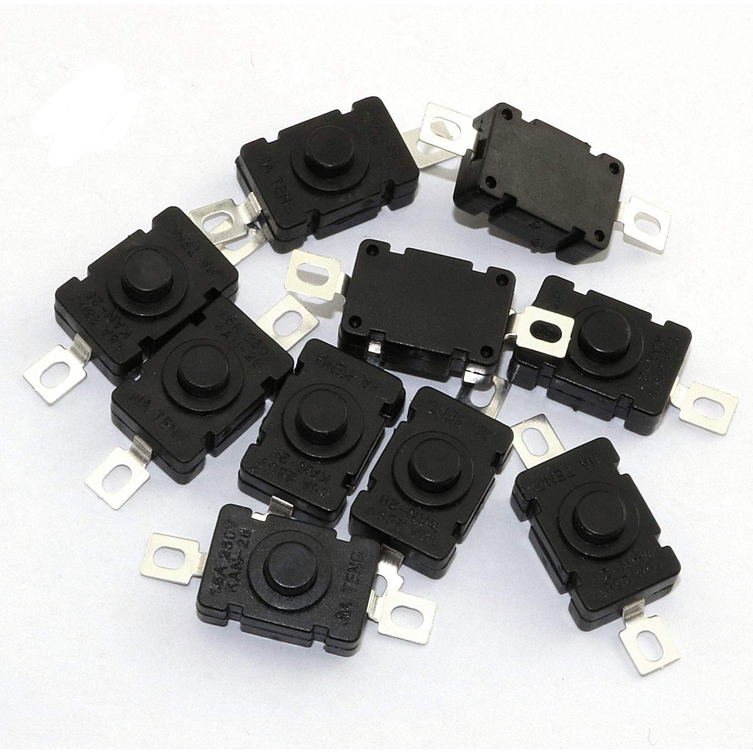 10 Interruptores de Botón Auto-Bloqueo KAN-28 para Linterna