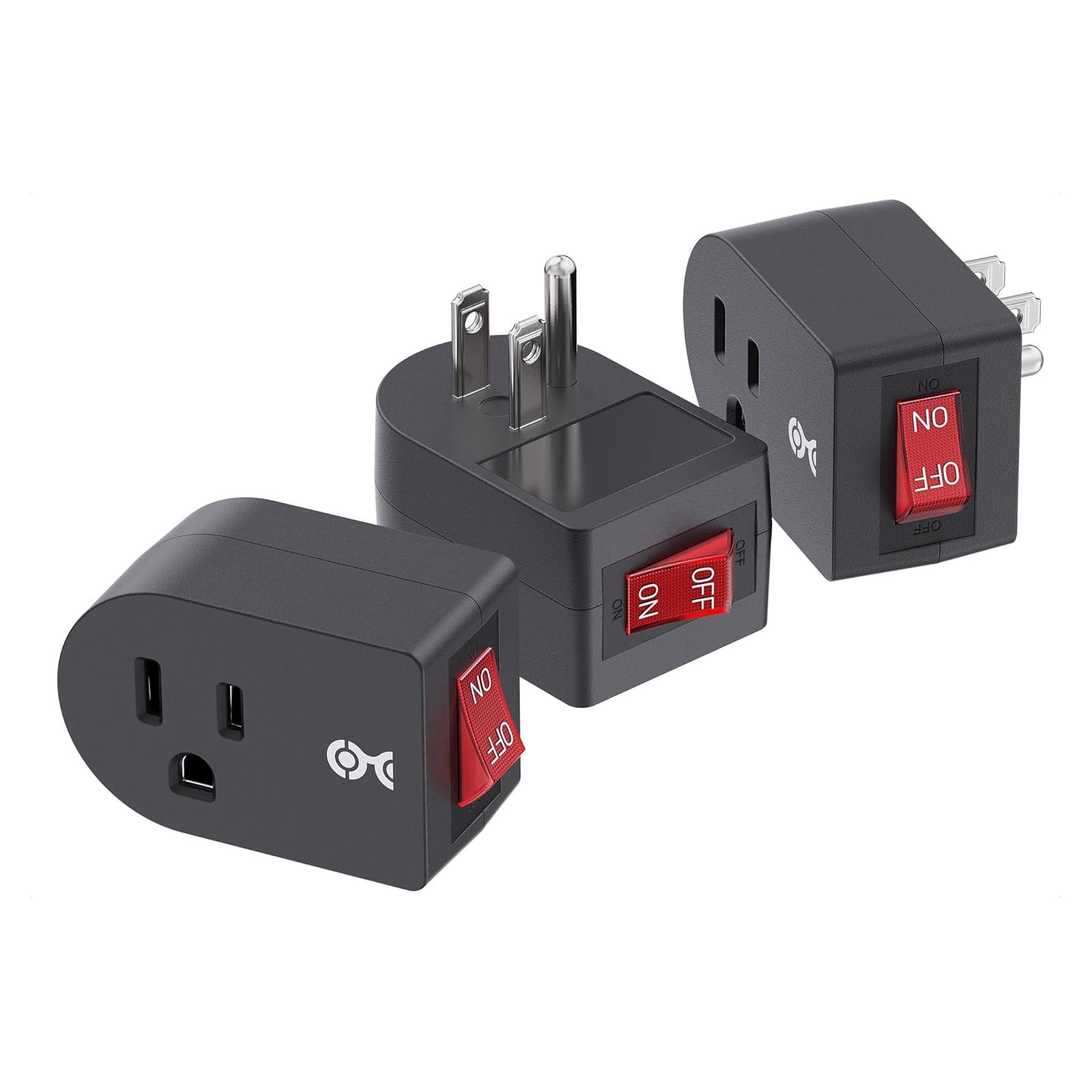 Adaptador de Enchufe a Tierra Cable Matters 3-Pack Negro