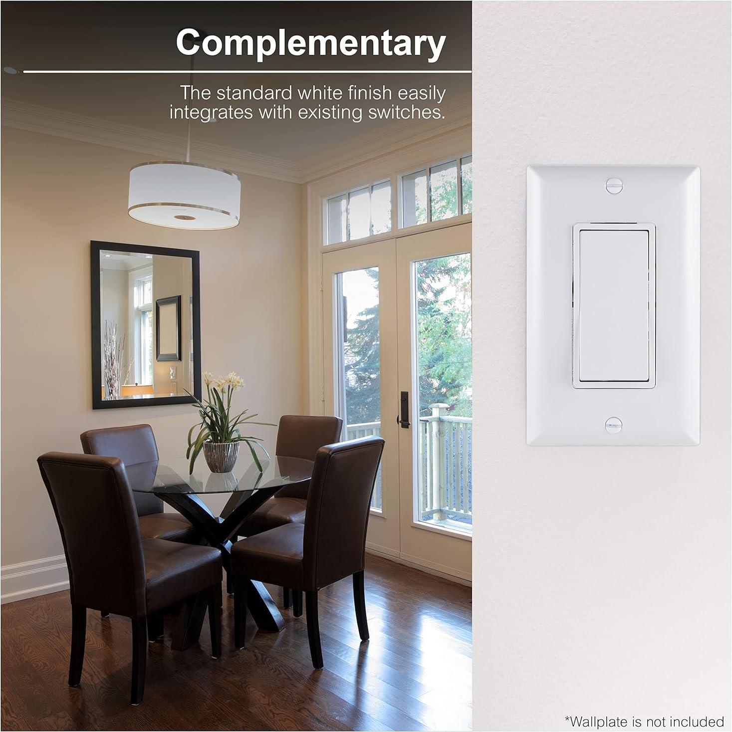 GE Paddle Rocker Switch - Single Pole Switch, On/Off, Replacement for Light Switches & Ceiling Fans, Grounding, UL Listed, White, 50726