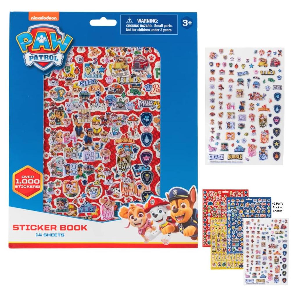 Pegatinas Paw Patrol Nickelodeon 14 Hojas + 1200 Stickers