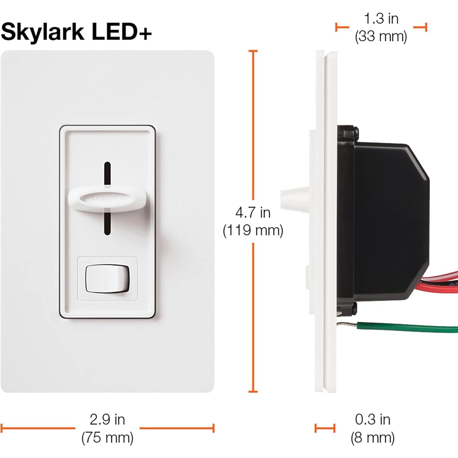 Interruptor Regulador Lutron Skylark LED+ Blanco 150W