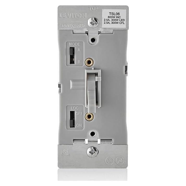 Interruptor de Atenuador Deslizante Leviton TSL06-1LG Gris 300W LED