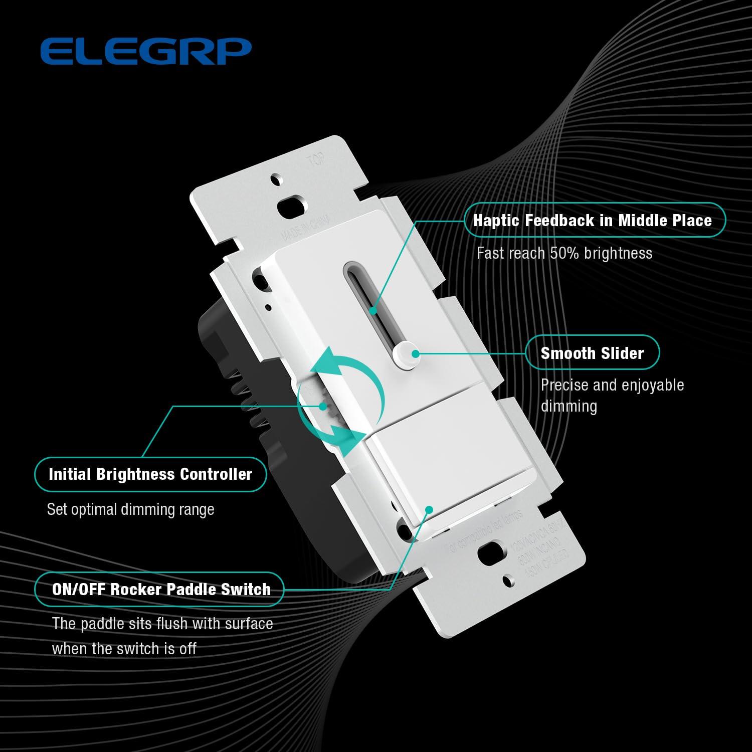 Interruptor Regulador ELEGRP Blanco Mate 150W LED/CFL/Incandescente