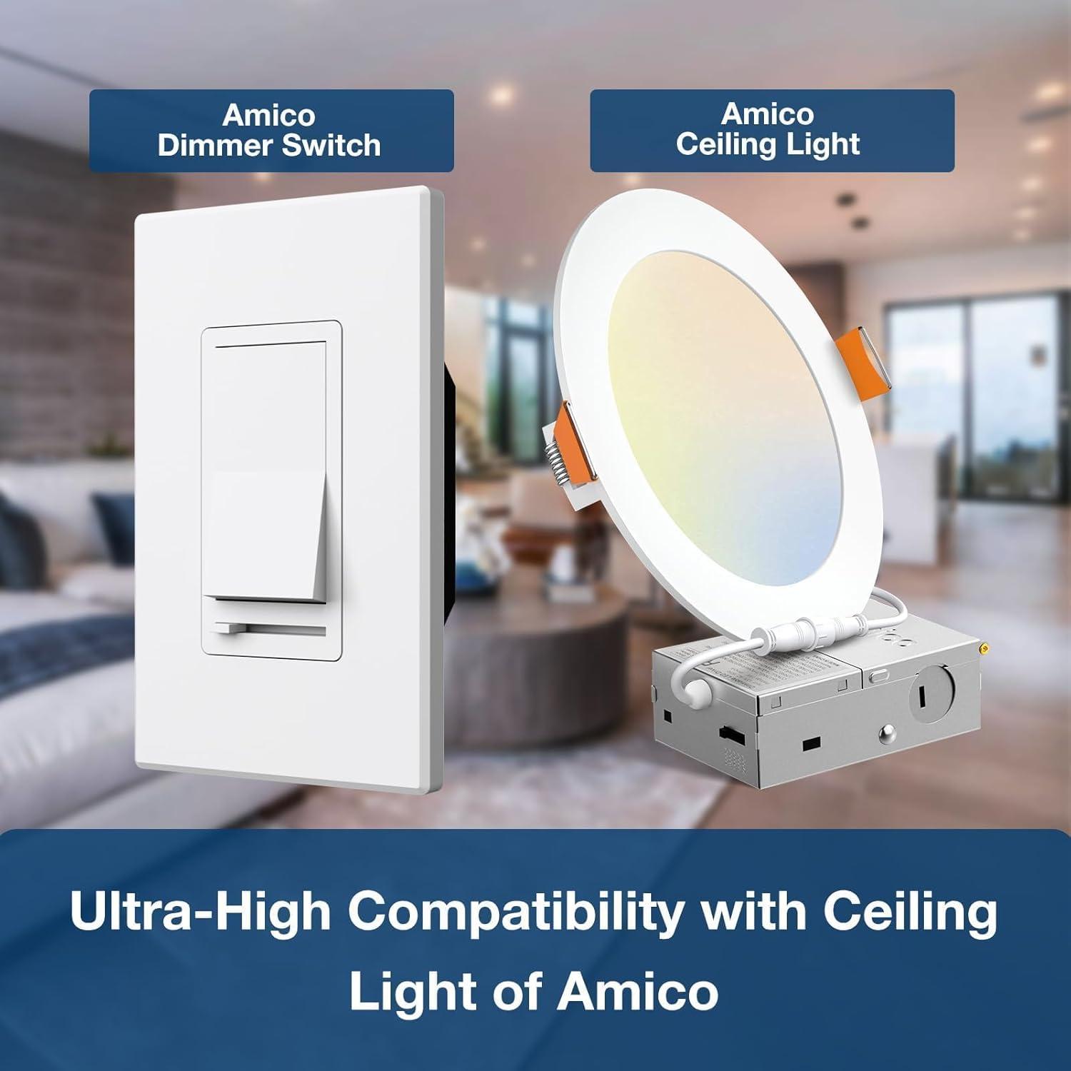 Interruptores Regulables Amico 6 Pack Blanco 150W LED/CFL