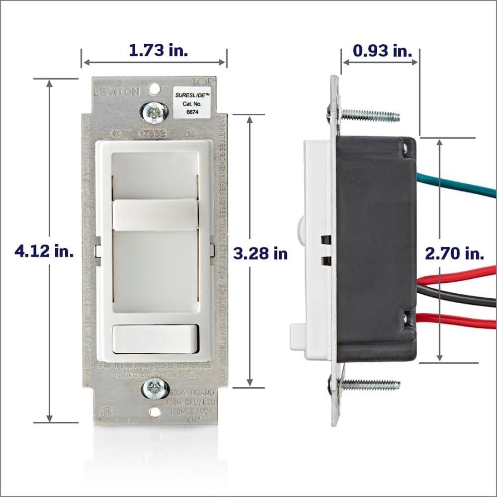 Interruptor Regulador Leviton SureSlide 6674-P0I Marfil 600W