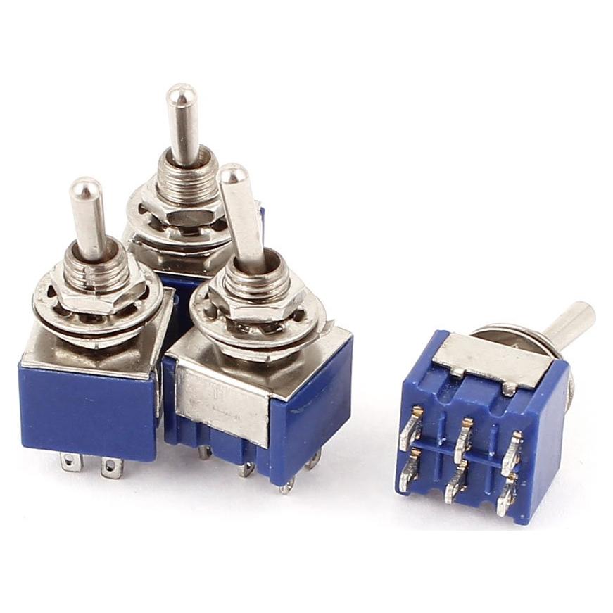 Interruptor de Palanca DPDT uxcell 6 Pines 2 Posiciones 6A 125V