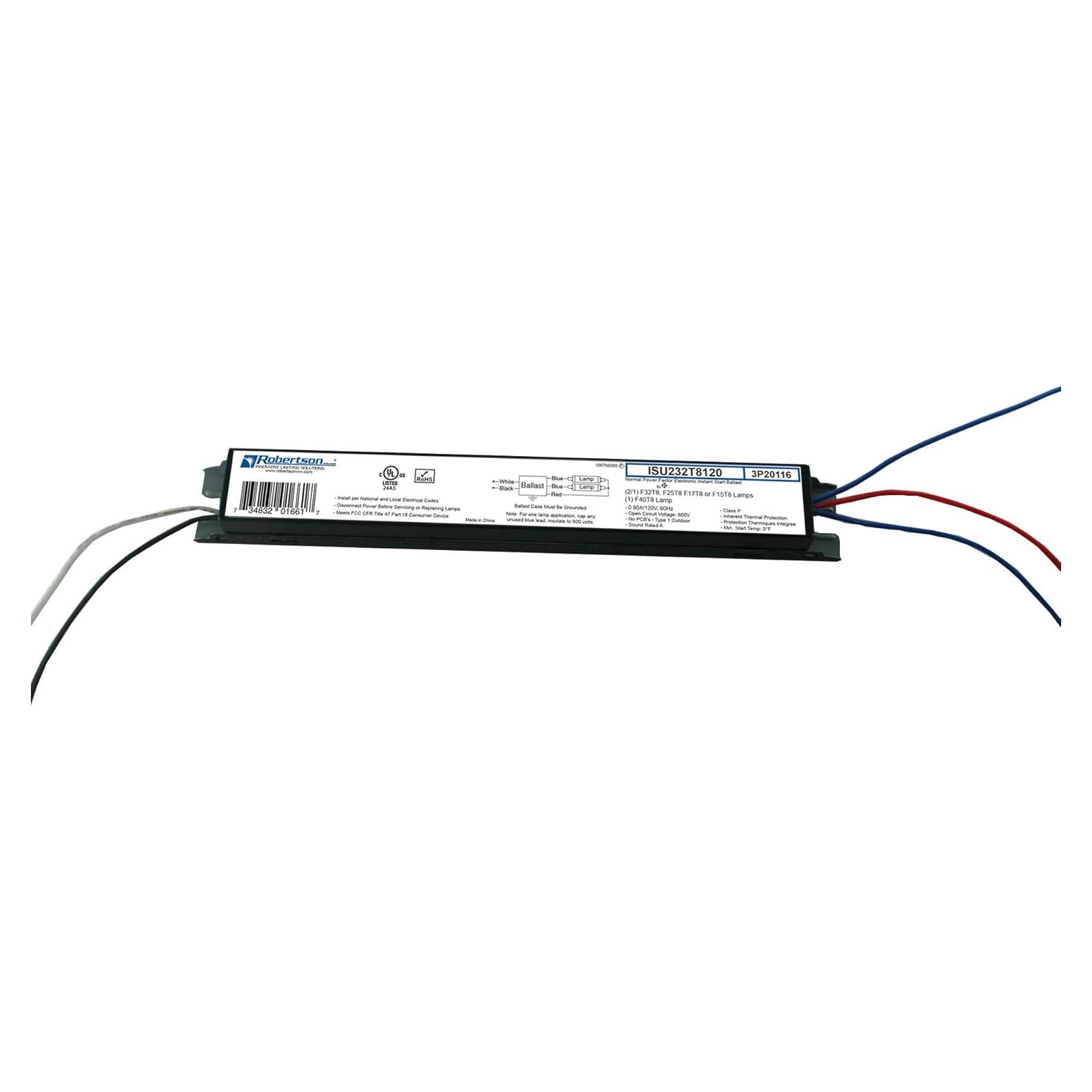 Balasto Electrónico Fluorescente Robertson ISU232T8120 32W 120V