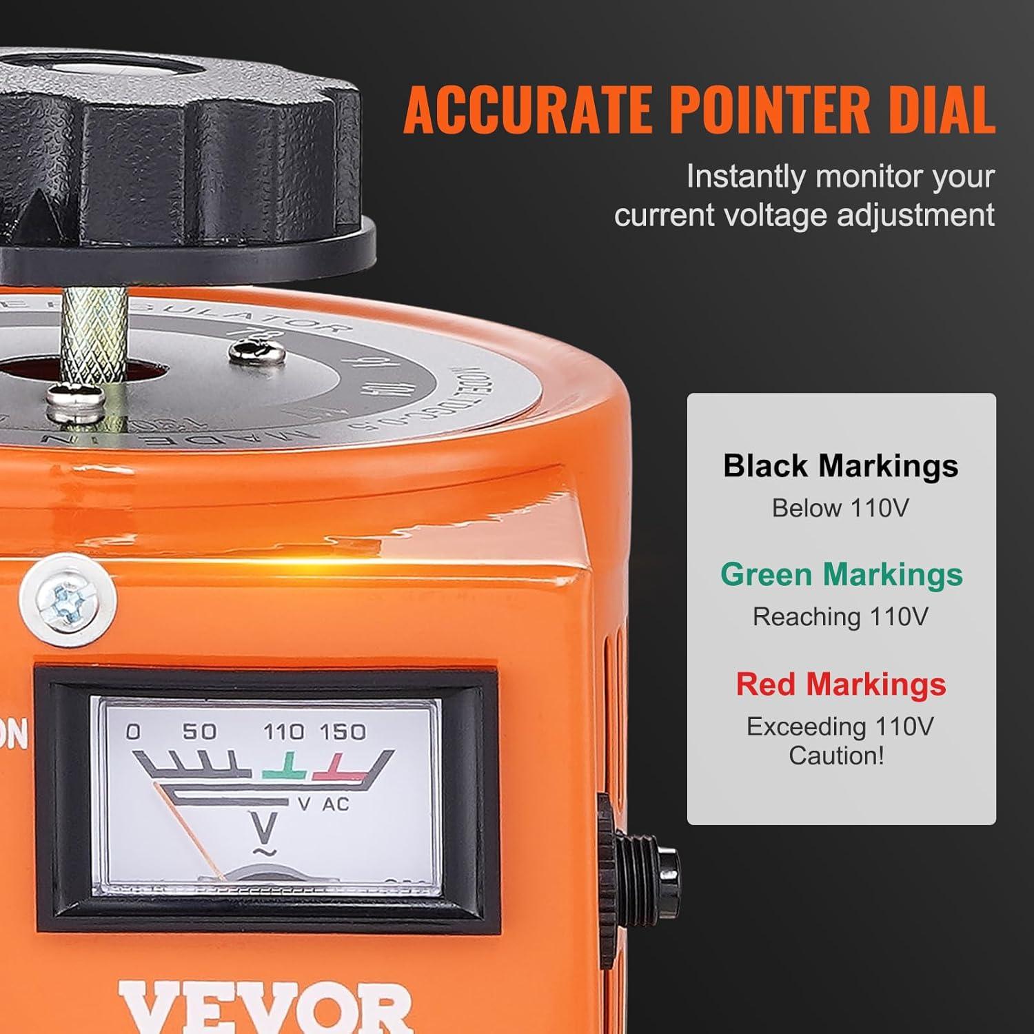 Transformador de Voltaje Variable VEVOR 500VA 0-130V 3.84A